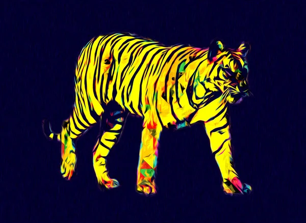 Tiger Art Illustration Farbe Vintage Grunge Retro — Stockfoto