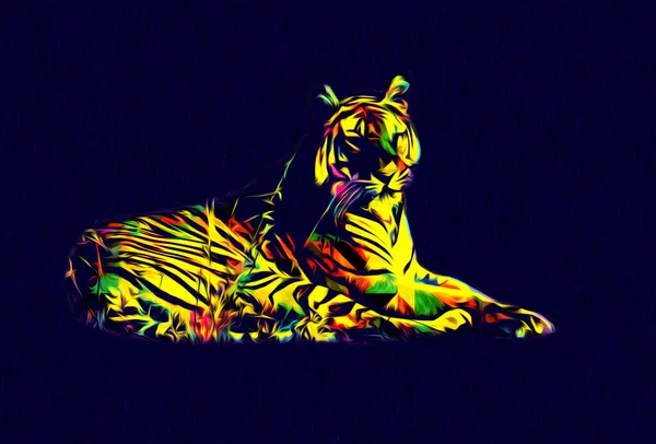 Тигрове Мистецтво Ілюстрація Колір Старовинний Гранжевий Ретро — стокове фото