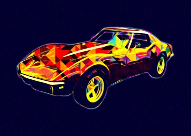 Klasik Retro Klasik Eski Araba Çizimi