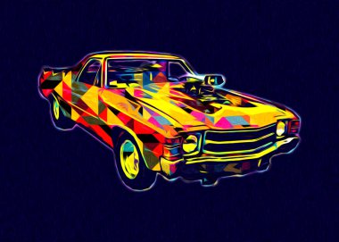 Klasik Retro Klasik Eski Araba Çizimi