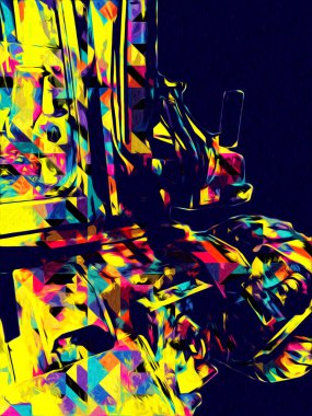 Ekskavatör illüstrasyon izole renk sanat eseri