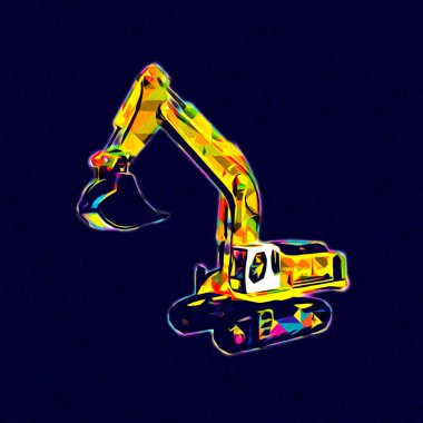 Ekskavatör illüstrasyon izole renk sanat eseri
