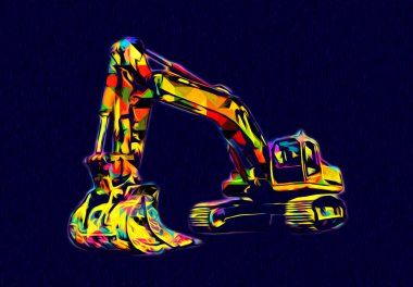 Ekskavatör illüstrasyon izole renk sanat eseri