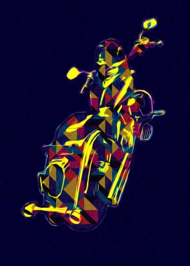 Motosiklet görüntüleme rengi izole edilmiş sanat antika retro