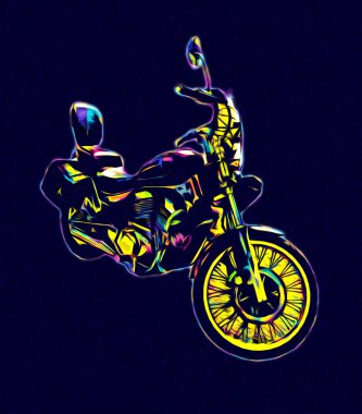 Motosiklet görüntüleme rengi izole edilmiş sanat antika retro