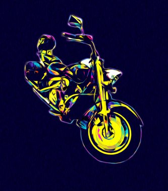 Motosiklet görüntüleme rengi izole edilmiş sanat antika retro