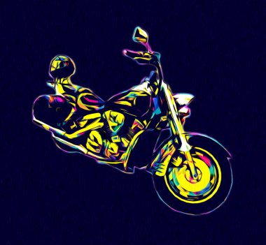 Motosiklet görüntüleme rengi izole edilmiş sanat antika retro