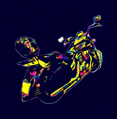 Motosiklet görüntüleme rengi izole edilmiş sanat antika retro