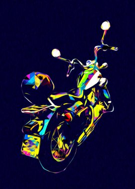 Motosiklet görüntüleme rengi izole edilmiş sanat antika retro