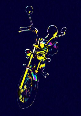 Motosiklet görüntüleme rengi izole edilmiş sanat antika retro