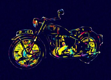 Motosiklet görüntüleme rengi izole edilmiş sanat antika retro