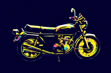 Motosiklet görüntüleme rengi izole edilmiş sanat antika retro