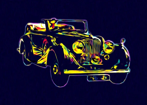 Vintage Retro Classique Vieille Illustration Voiture — Photo