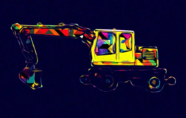 Excavator Illustration Color Isolated Art Work — Stock Photo, Image