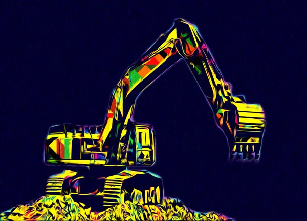 Excavator illustration color isolated art work