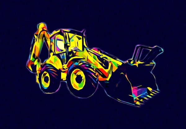 Excavator Illustration Color Isolated Art Work — Stock Photo, Image