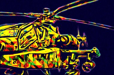 askeri helikopter resim sanatı klasiği çiziyor