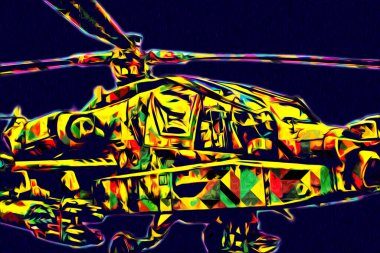 askeri helikopter resim sanatı klasiği çiziyor