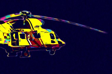 askeri helikopter resim sanatı klasiği çiziyor