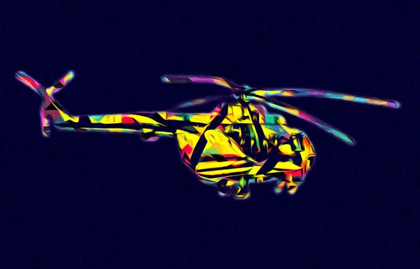 军用直升机绘图图解艺术年份 — 图库照片