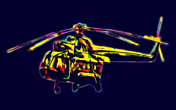 Militaire Helikopter Tekening Illustratie Kunst Vintage — Stockfoto