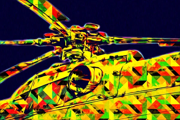 Militärhubschrauber Zeichnung Illustration Kunst Jahrgang — Stockfoto