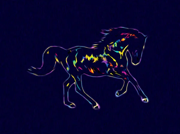 Colorful horse art illustration grunge painting