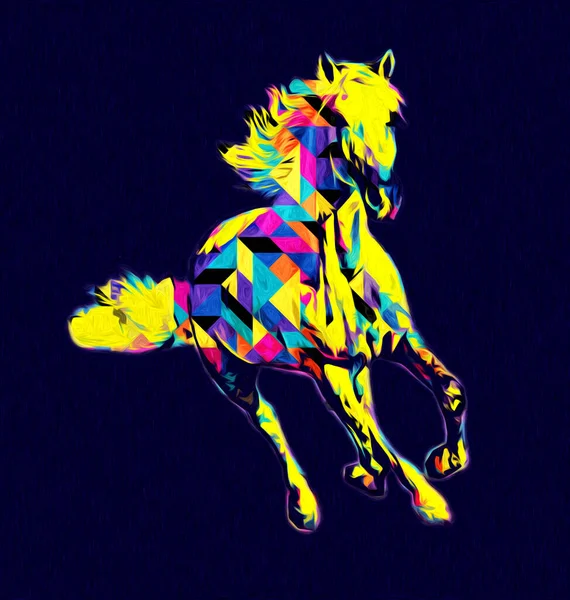 Colorido Caballo Arte Ilustración Grunge Pintura — Foto de Stock