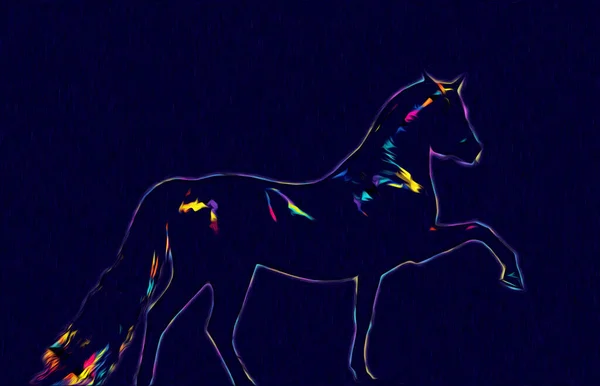 Kleurrijke Paard Kunst Illustratie Grunge Schilderij — Stockfoto