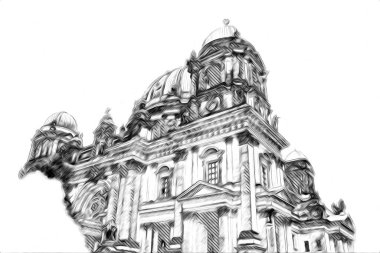 Berlin sanat eskizi çizimi eğlenceli tasarım antika retro