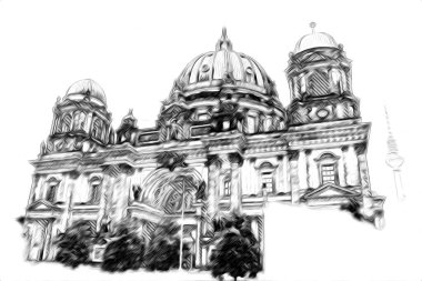 Berlin sanat eskizi çizimi eğlenceli tasarım antika retro