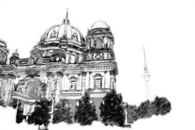 Berlin sanat eskizi çizimi eğlenceli tasarım antika retro