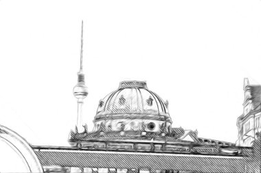 Berlin sanat eskizi çizimi eğlenceli tasarım antika retro