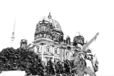 Berlin sanat eskizi çizimi eğlenceli tasarım antika retro