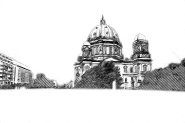 Berlin sanat eskizi çizimi eğlenceli tasarım antika retro