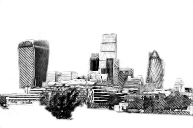 Londra 'nın büyük Ben sanat eseri çizimi, çizim, eğlenceli tasarım, antika retro