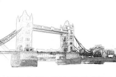Londra 'nın büyük Ben sanat eseri çizimi, çizim, eğlenceli tasarım, antika retro