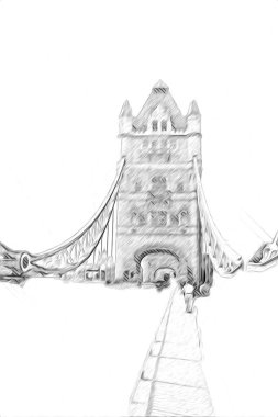 Londra 'nın büyük Ben sanat eseri çizimi, çizim, eğlenceli tasarım, antika retro