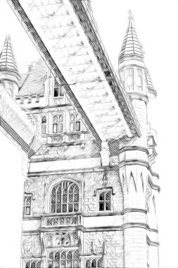 Londra 'nın büyük Ben sanat eseri çizimi, çizim, eğlenceli tasarım, antika retro