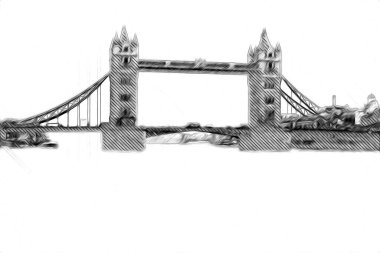 Londra 'nın büyük Ben sanat eseri çizimi, çizim, eğlenceli tasarım, antika retro