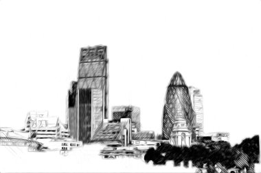 Londra 'nın büyük Ben sanat eseri çizimi, çizim, eğlenceli tasarım, antika retro