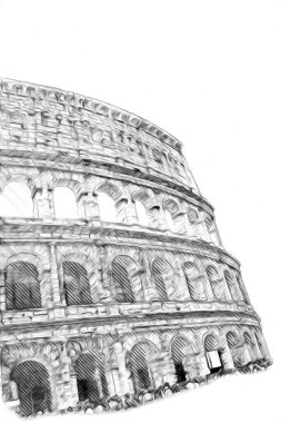 Roma İtalya sanatı eskiz çizimi eğlenceli tasarım antika retro