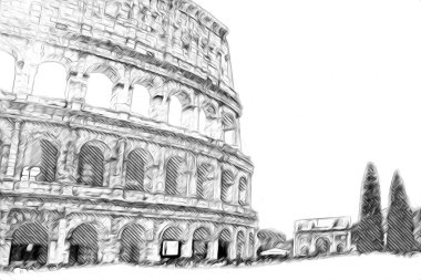 Roma İtalya sanatı eskiz çizimi eğlenceli tasarım antika retro