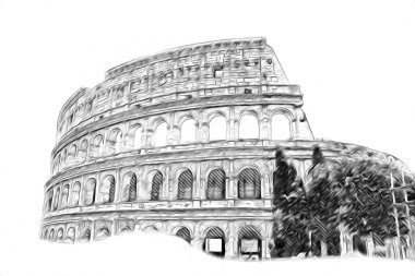 Roma İtalya sanatı eskiz çizimi eğlenceli tasarım antika retro