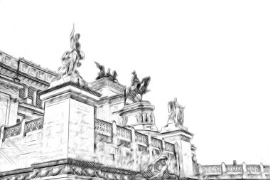 Roma İtalya sanatı eskiz çizimi eğlenceli tasarım antika retro