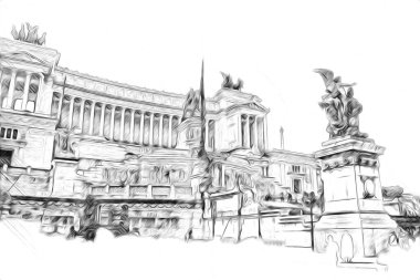 Roma İtalya sanatı eskiz çizimi eğlenceli tasarım antika retro