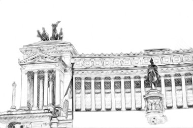 Roma İtalya sanatı eskiz çizimi eğlenceli tasarım antika retro