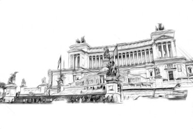 Roma İtalya sanatı eskiz çizimi eğlenceli tasarım antika retro