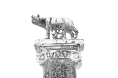 Roma İtalya sanatı eskiz çizimi eğlenceli tasarım antika retro