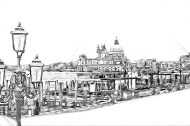 Venedik sanat eskizi çizimi eğlenceli tasarım antika retro